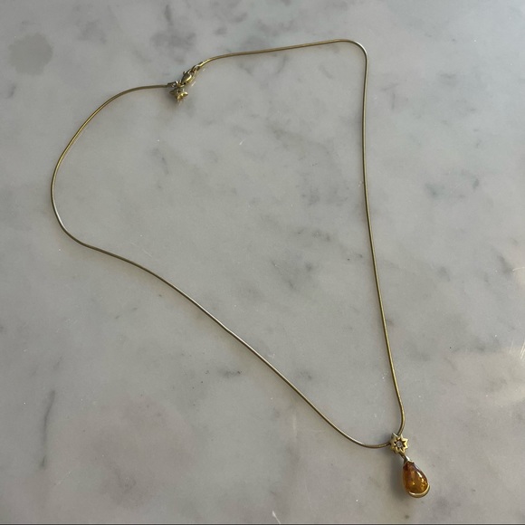 SOLD Citrine and Diamond Gold Necklace - Picture 2 of 9